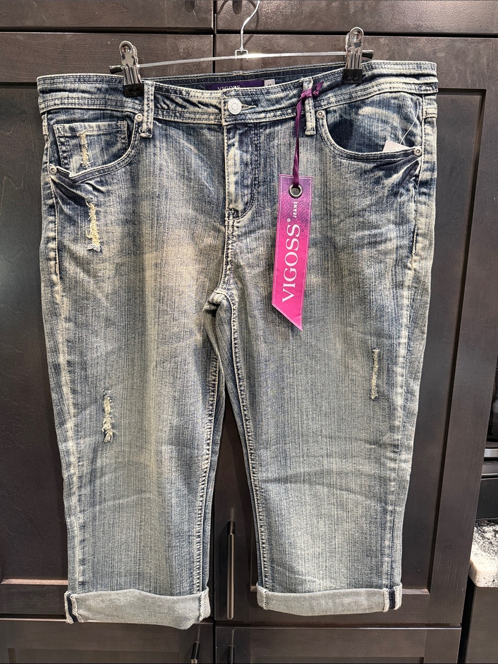Vigoss Light Blue Distressed Cropped Jeans